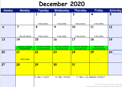 December Calendar & Final Exam Schedule