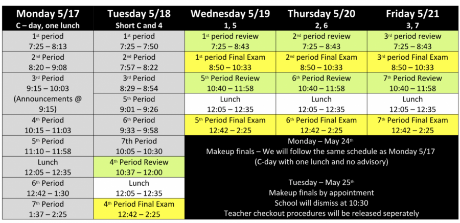Friday + Finals Week Schedule