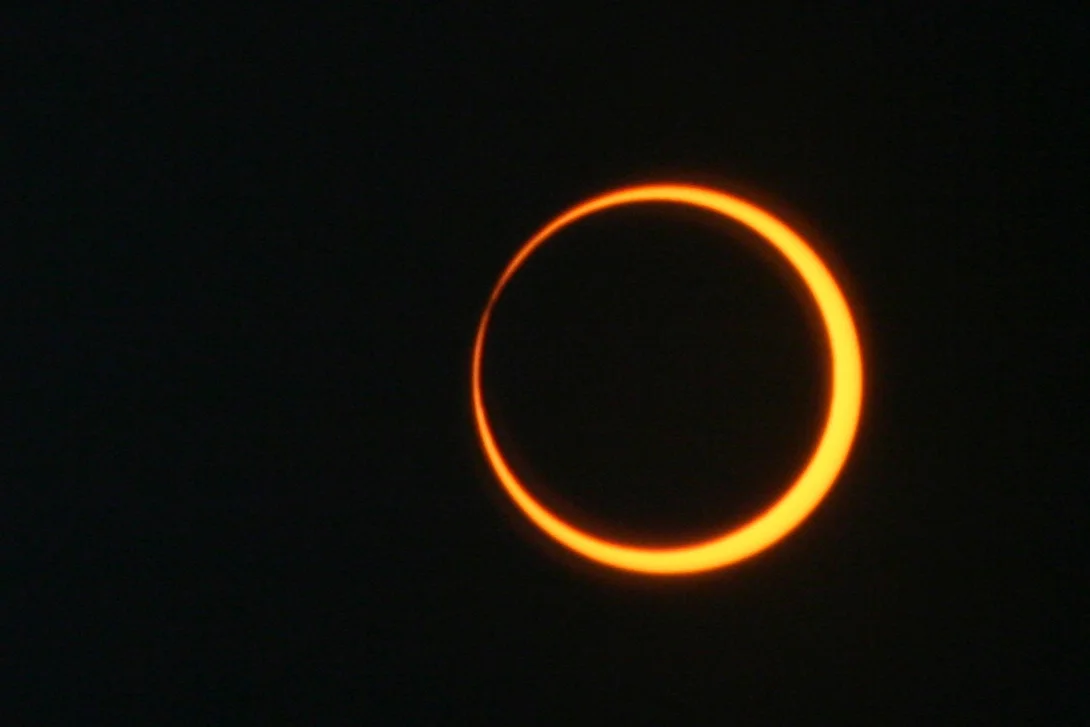 An annular solar eclipse photographed on May 20, 2012.